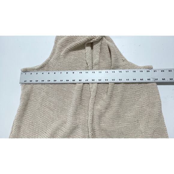 CAbi Cardigan Sweater Open Front Size M Beige Sleeveless Linen Cotton Lagnenlook - Picture 7 of 7
